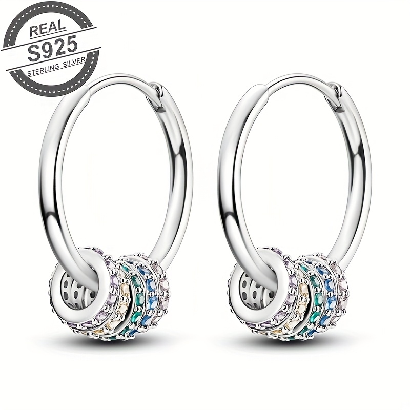 

1pair 925silver Nude Color 5 Hoop Earrings Hypoallergenic Minimalist Fashionable Earrings For Women