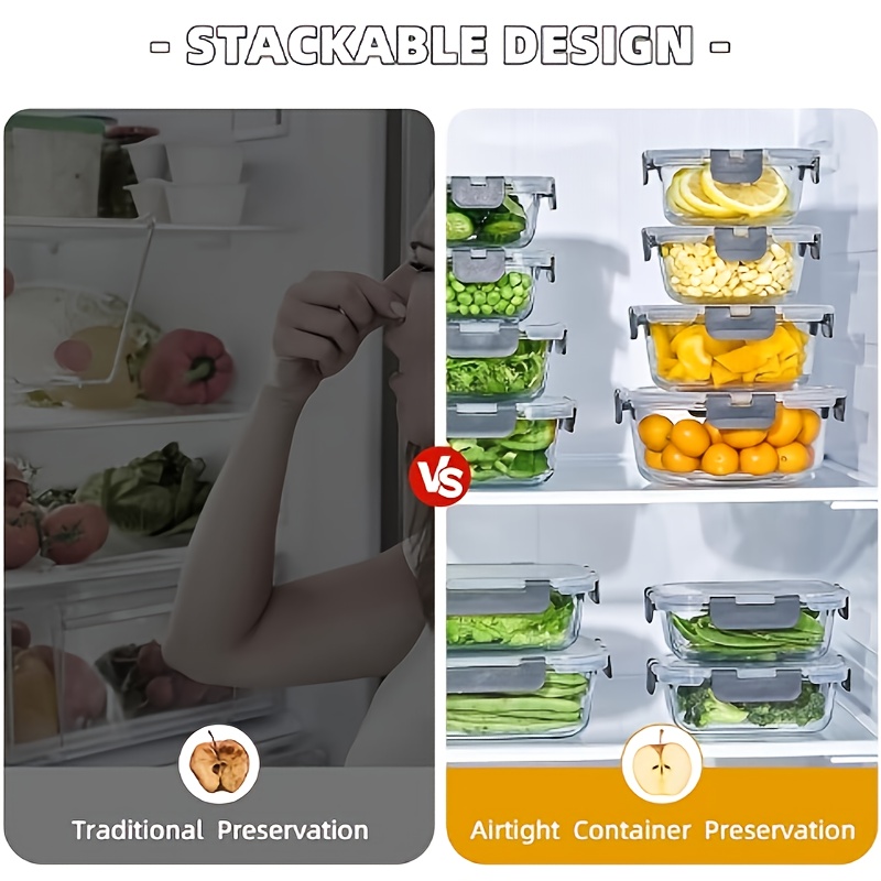 24pcs glass food storage containers with lids airtight stackable space saving kitchen pantry organizer leakproof meal prep containers for lunch   snacks dishwasher safe no assembly needed ideal for home office or commercial kitchens food storage organizer   containers modern kitchenware   design airtight seal bus tubs Product details 2