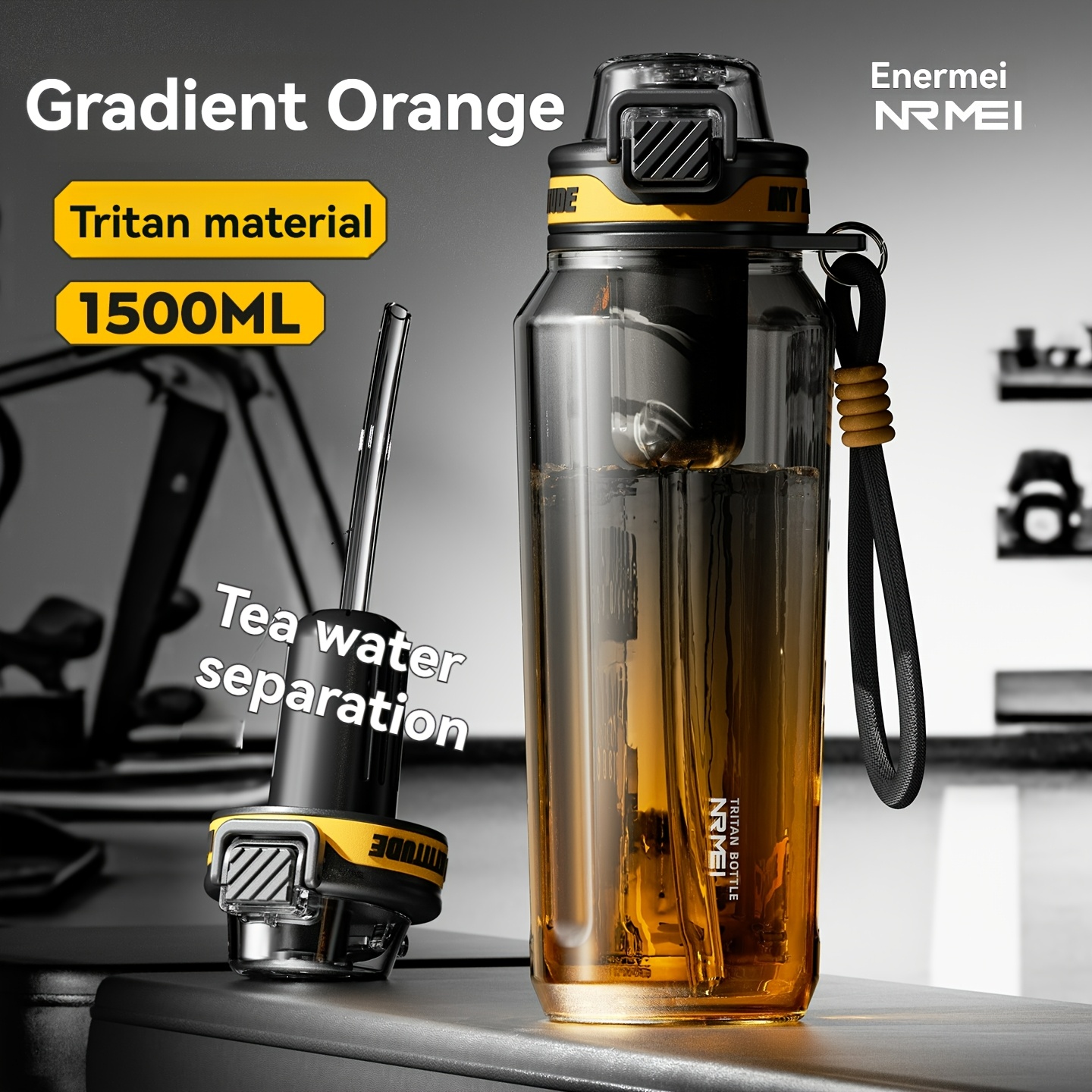 Image of Nrmei Sports Water Bottle With Straw Open Lid, 32 Oz Sports Bottle With Portable Handle For Gym, Hiking, School Or Office