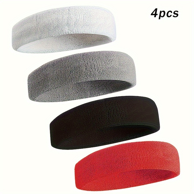 

4pcs Sweatbands Sports Headband For Men & Women - Moisture Wicking Athletic Terry Cloth Sweatband For Tennis, Basketball, Running, Gym, Working Out