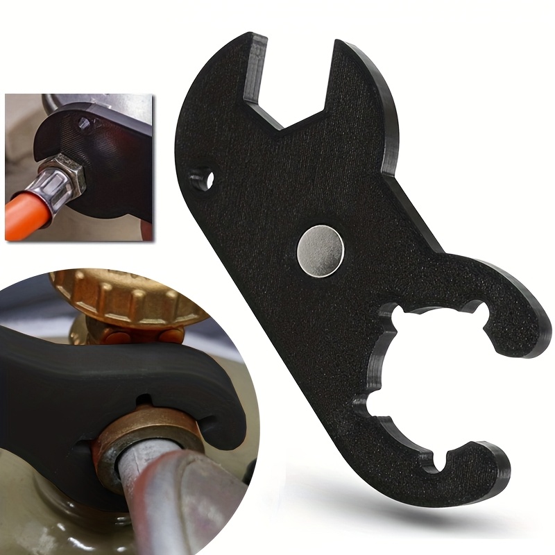 E-shop 1 Schwarzer Doppelend-Gasflaschenschlüssel, Magnetischer Schlüssel für Wohnmobil, Caravan, Outdoor-Grill Campingzubehör