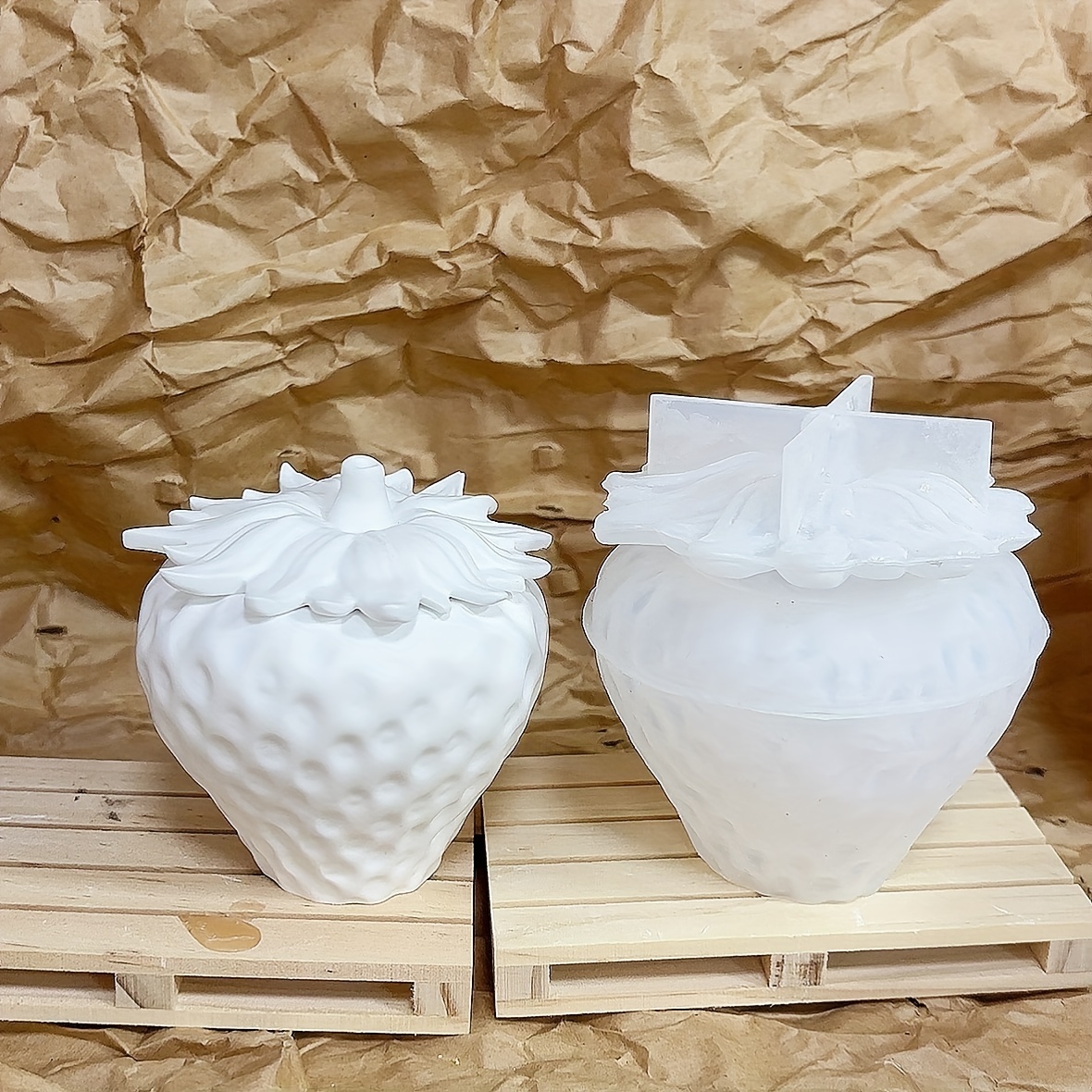 Image of Strawberry Storage Box Set Silicone Molds Gypsum Candle Decoration Ornament Fruit Jewelry Jar Resin Mold Home Crafts Casting