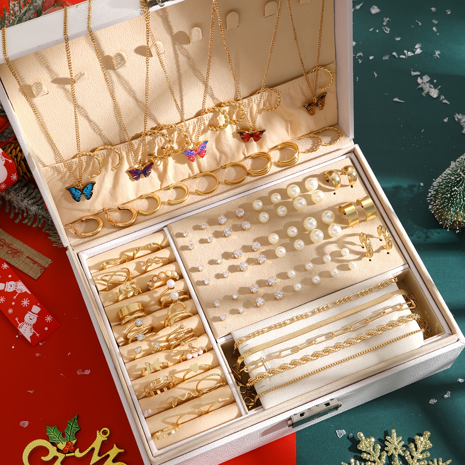 

104pcs Fashion Jewelry Set, Including Necklace Earrings Ring Bracelet, Perfect Gift For Family