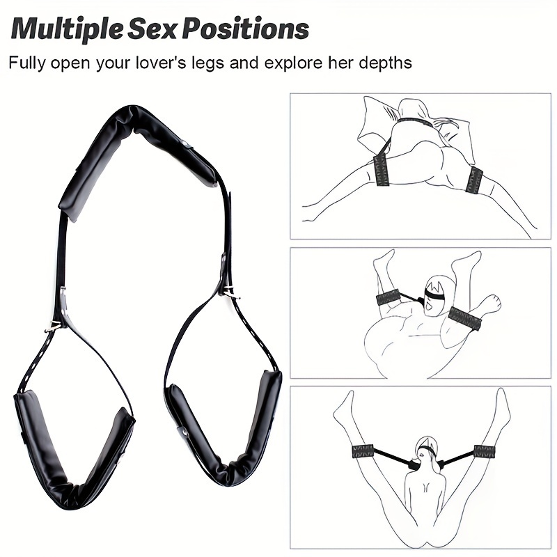 Adult Leg Neck Restraint Set Black Leather No Power Temu