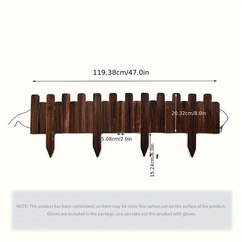 

1pc Rustic Wooden Garden Edging Fence, Diy Lawn Border, Outdoor Yard Decorative Panel, Natural Wood Picket Fencing
