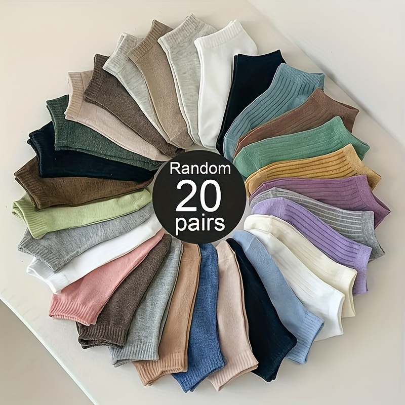 

Ensemble de 20/10 Chaussettes Bicolores - Chaussettes Invisibles en Tissu Tricoté, Lavables à - Couleur Unie Confortable et Respirante Adaptée à Toutes les