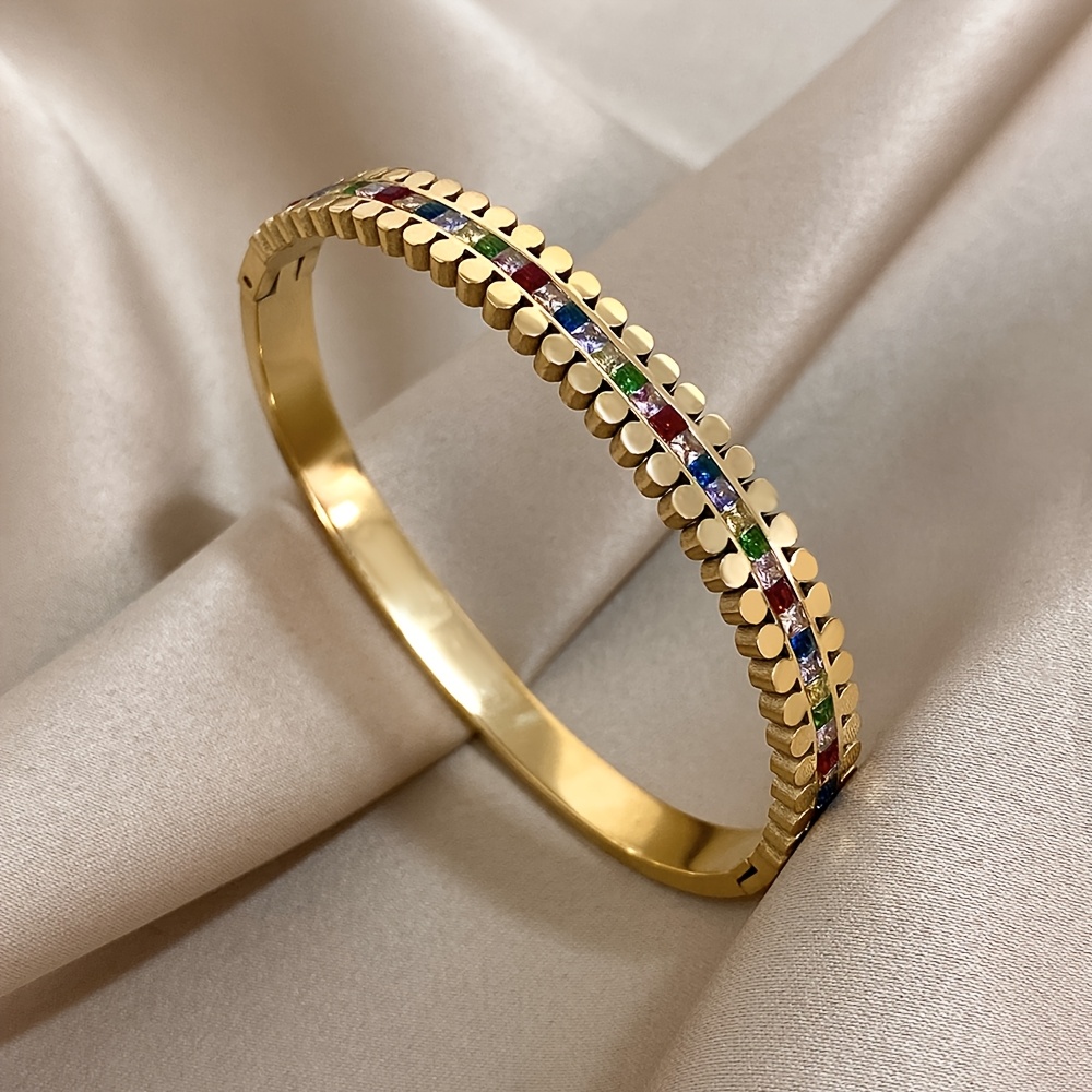 E-shop Elegantes, eingelegtes, farbenfrohes, zylindrisches Edelstahlarmband, stilvolles und exquisites Edelstahlarmband, Schmuckarmband für Teenager