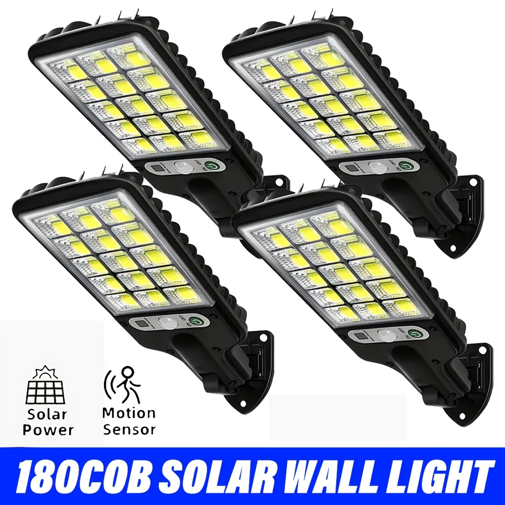 TEMU Set da 4 luci da parete solari da esterno a LED COB 180, luci di con di , 3 modalit� di illuminazione, solari IP44, luci da parete a LED a 120簞,