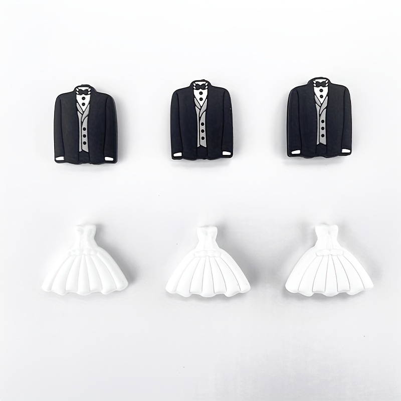 Image of 6pcs New Suit Wedding Dresses Silicone Loose Spacer Beads Diy Wedding Gifts Souvenirs Handmade Crafts Beadable Pen Accessories Don't Fade Durable Skirts Charms Hole Beads
