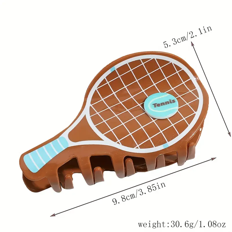 2pcs cute cartoon tennis racket hair clips sporty grid pattern lettered oval grip hair accessories for half up styles parties travel pastel earthy tones tennis accessories party   stylish accessory novelty hairpin   Product details 5