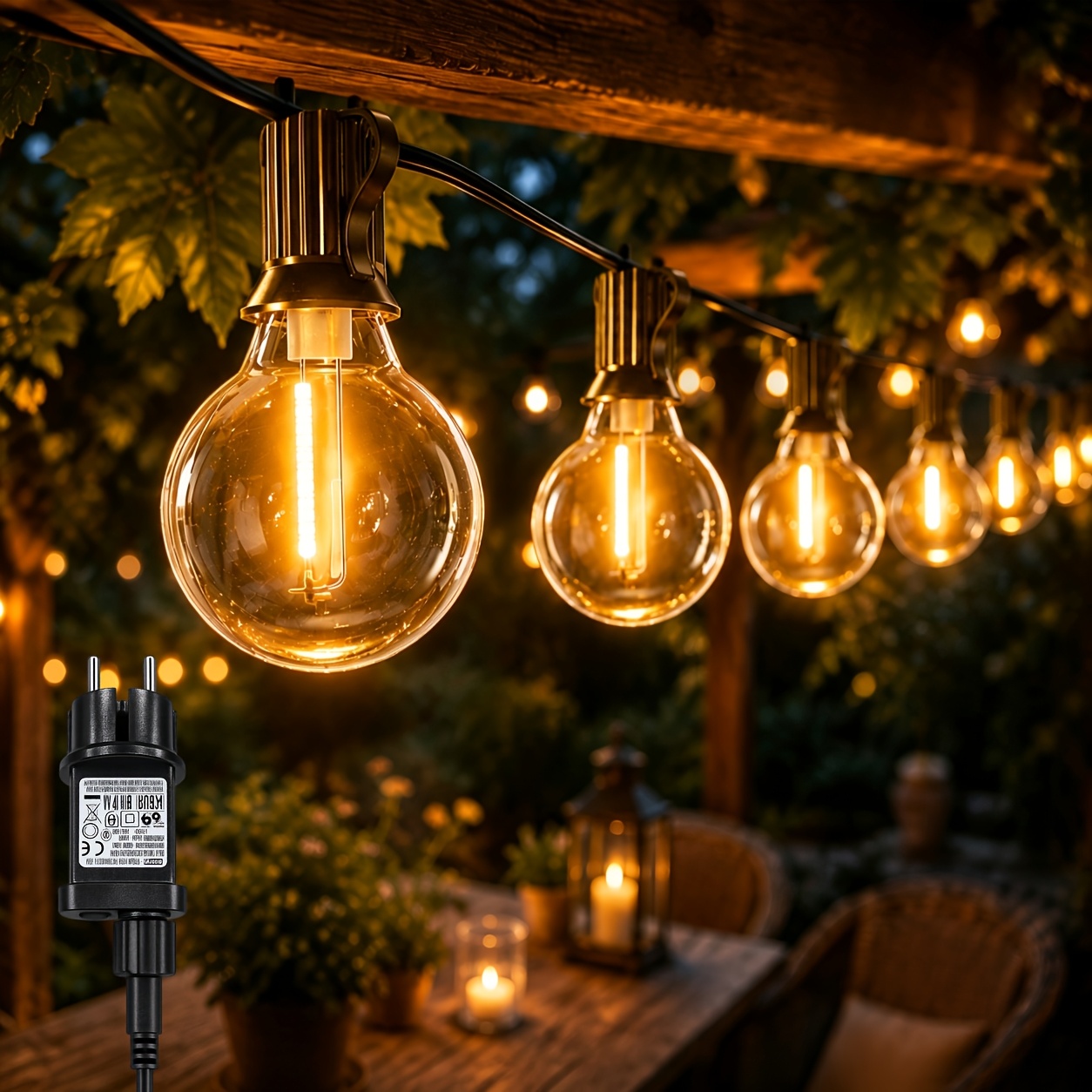 poza articolului   luminoase de exterior g40 20m/30m/46.6m, led, becuri de exterior g40, 8  , potrivite pentru grădini, foișoare, balcoane, camping, petreceri și nunți