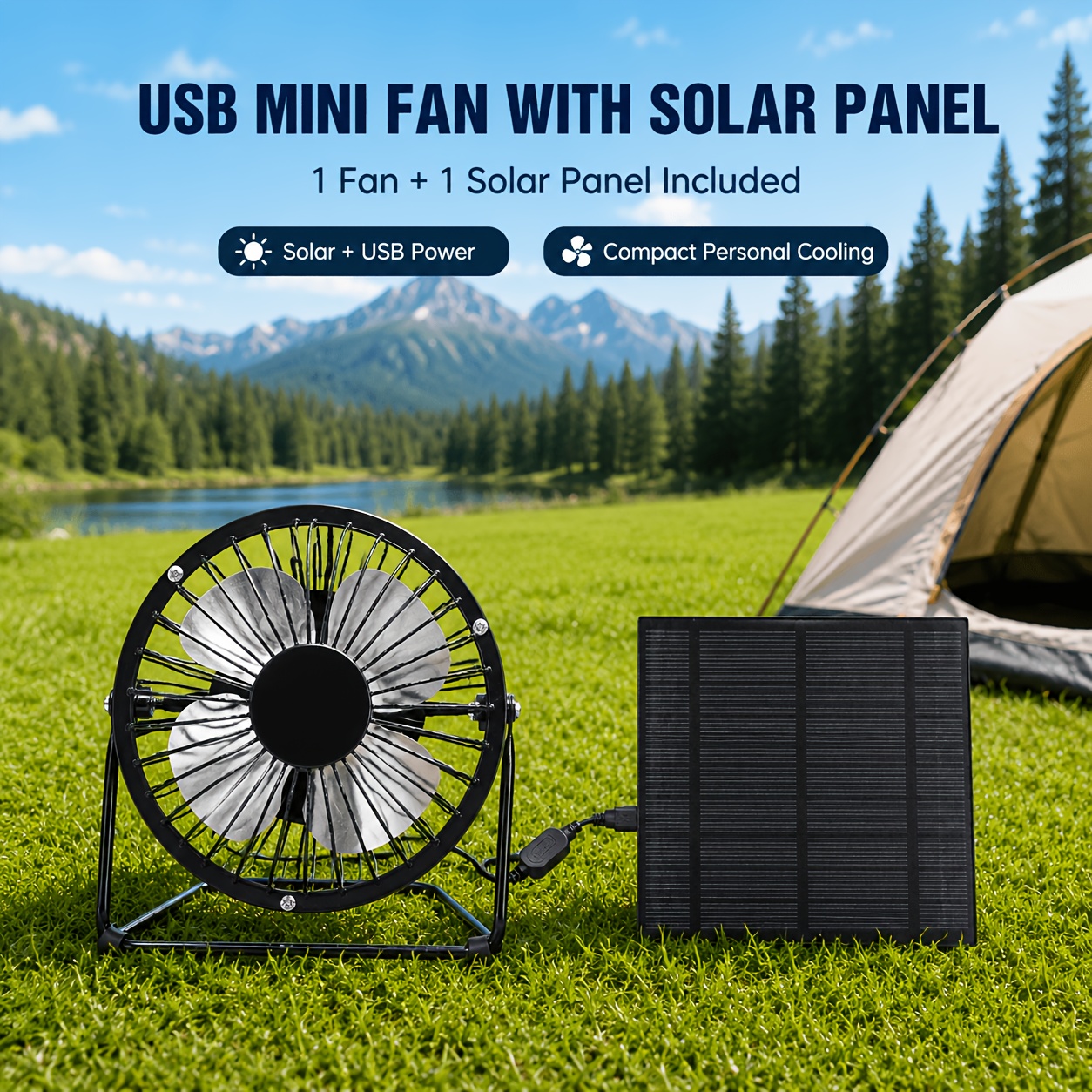 TEMU 5w Solar Ventilation Fan Kit With Usb Solar Panel, Portable Quiet Air Circulation Fan, No Battery Required, Ideal For Greenhouse, Chicken Coop,