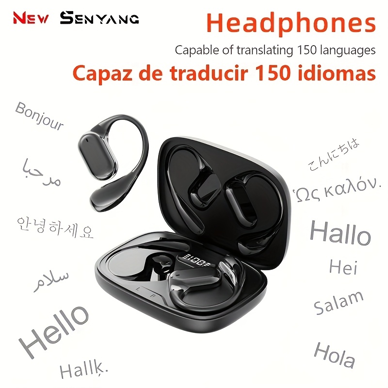 Auriculares inalámbricos Senyang AI Translation 2025, cómodos, con cancelación de ruido, control táctil, soporte para múltiples idiomas, batería de litio recargable, ideales para viajes, socializar, estudiar y deportes, diseño para adultos con temática de películas y videojuegos | Auriculares con traducción AI | Auriculares con control táctil - Imagen 5