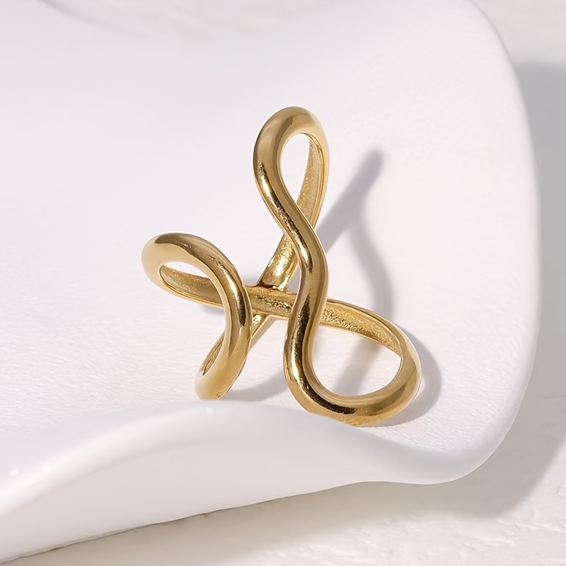 Bohemian Vintage Adjustable Asymmetrical Open Ring KC Golden Plated