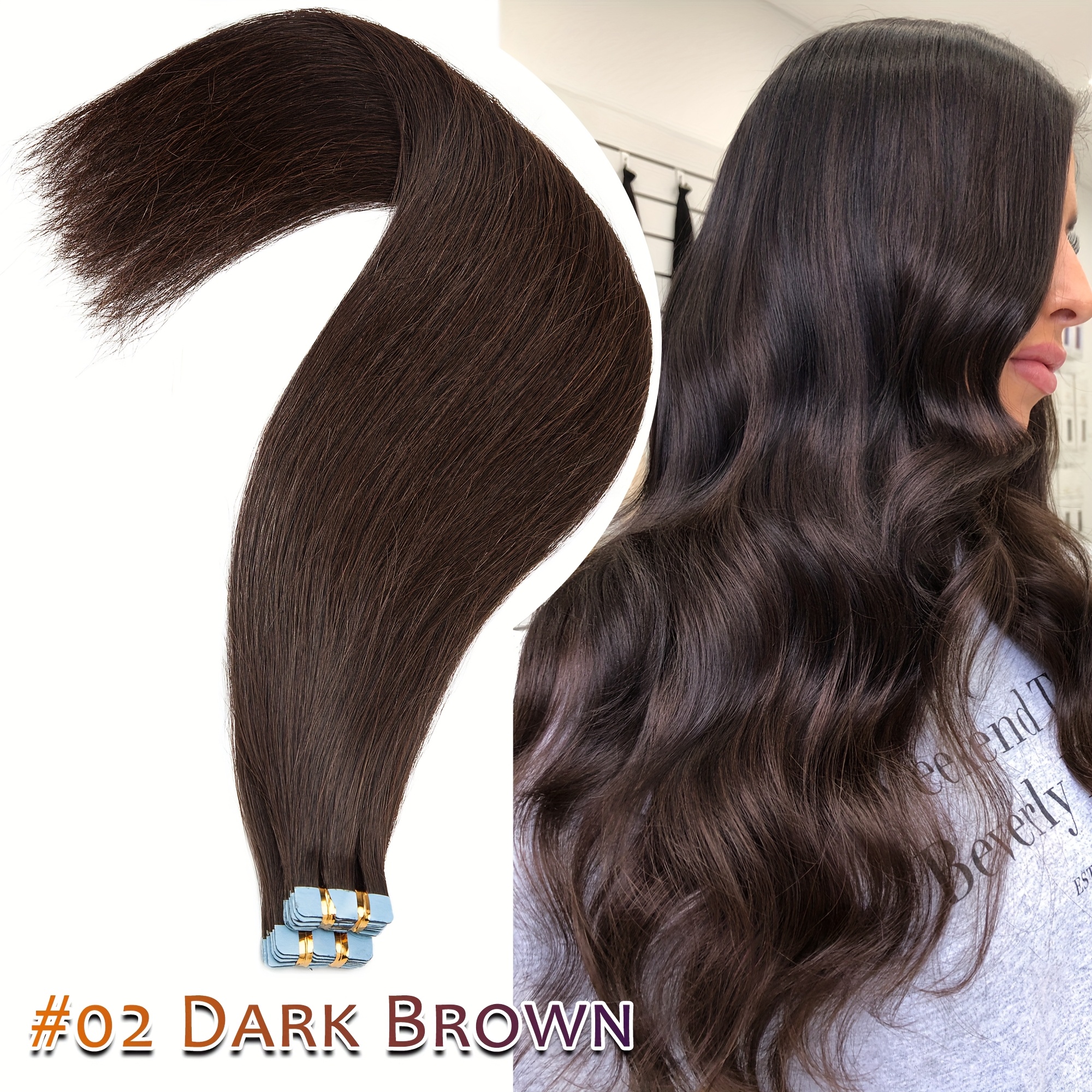 tape in hair extensions human hair straight real human hair for black and brown smmooth silky hair extensions tape in 16 24 inch 10pcs pack     cosplay wedding daily   to   volumn 10pcs pack details 1