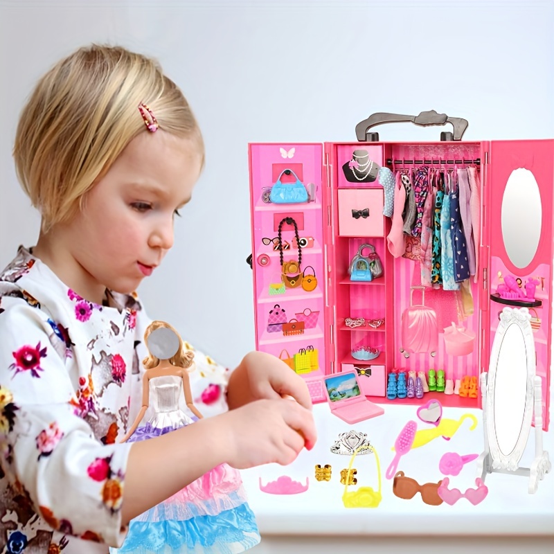 doll wardrobe dollhouse furniture portable closet storing Temu Qatar