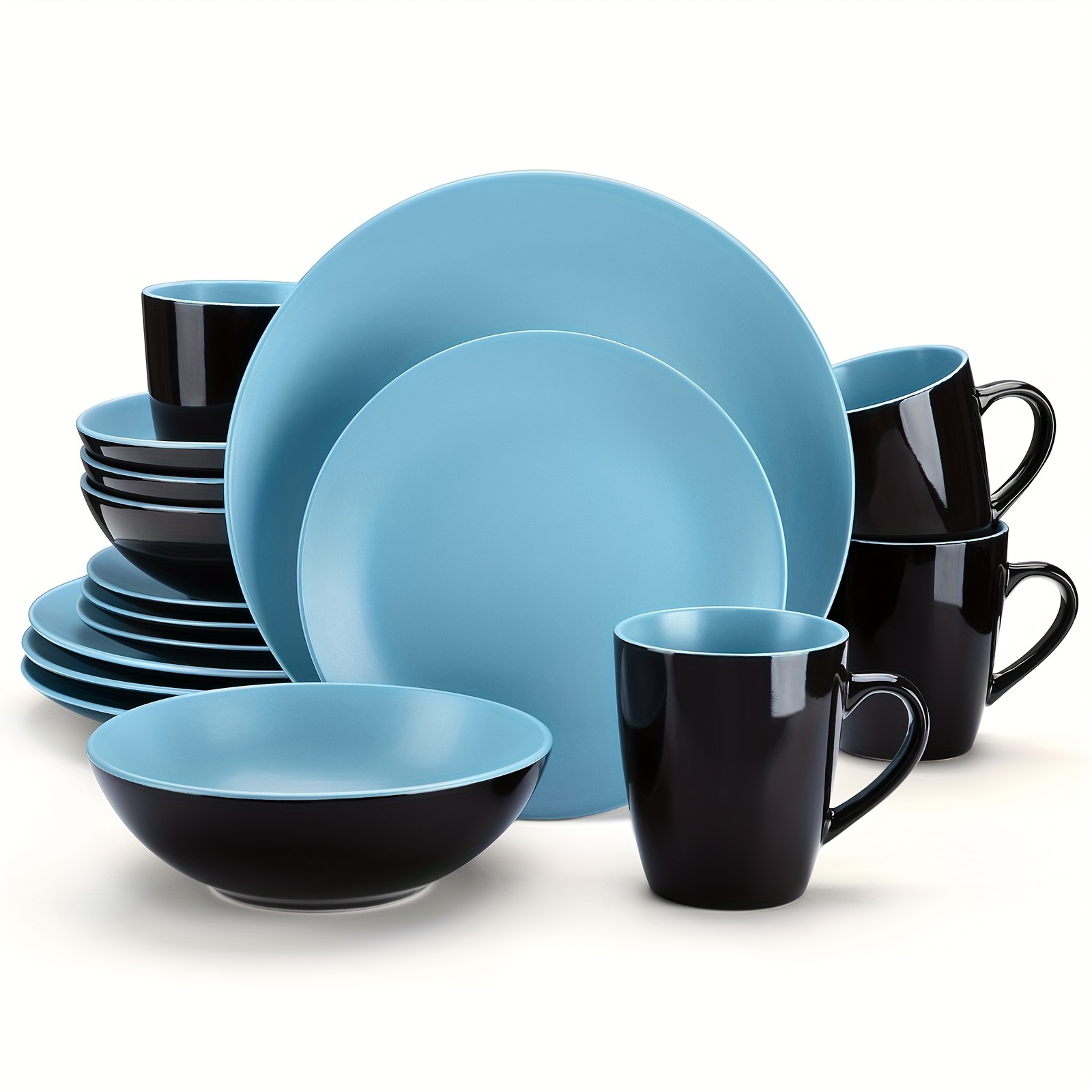 TEMU 16 Piece Dinner Set Stoneware Matt Plate Bowl Set Tablewrae Service For 4