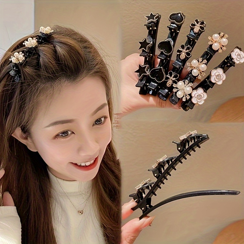 

10pcs Elegant Hair Clips For Women, Faux Pearl & Rhinestone Hair Styling Accessories, Fashionable Side Clip Bangs, Star & Flower Embellished Hairpins, Simple Hair Decor For Daily Use