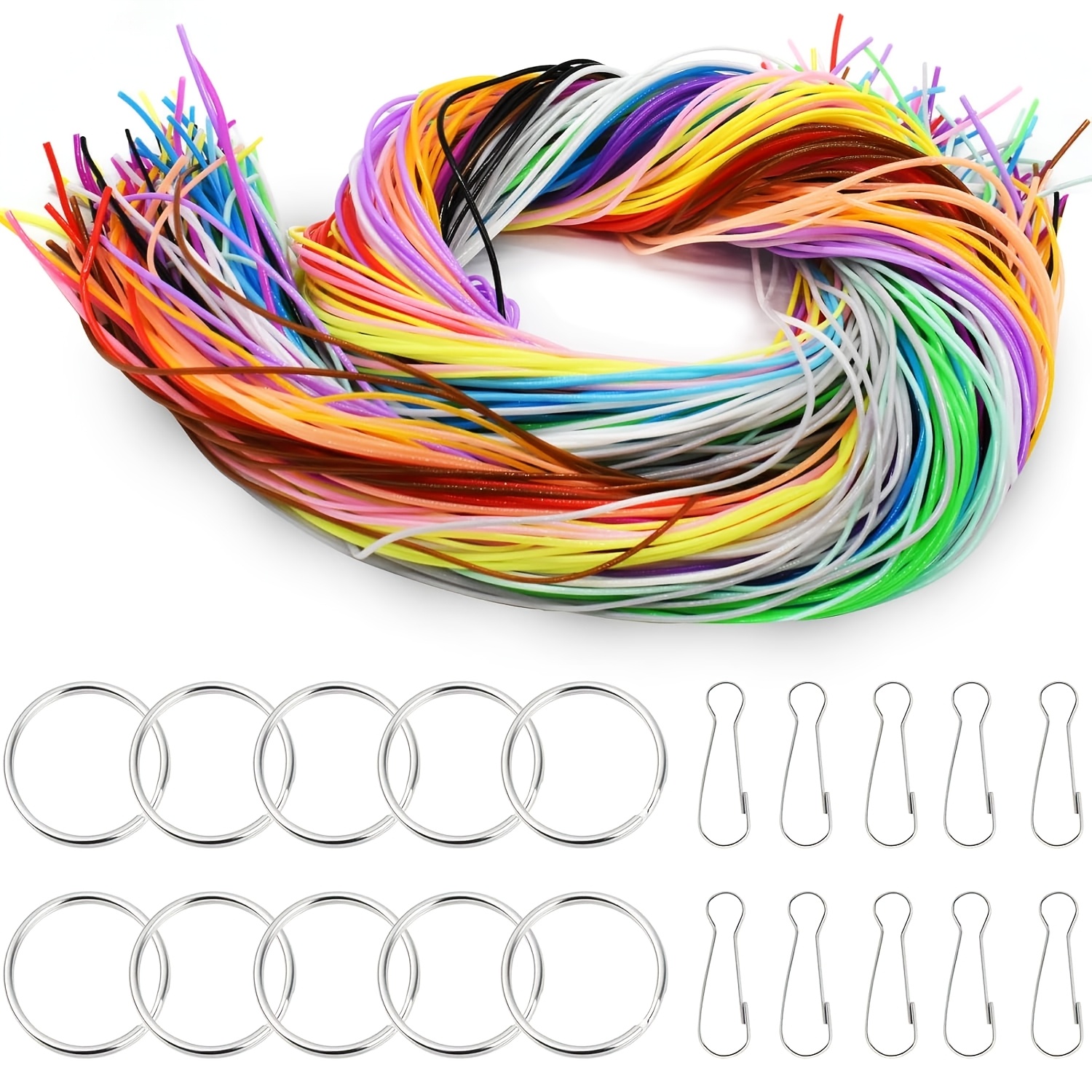 Image of 200 Ropes - 20 Colors - With Keychains And Hooks - Used To Make Bracelets, Keychains, Necklaces - Diy Braided Rope Craft Kit