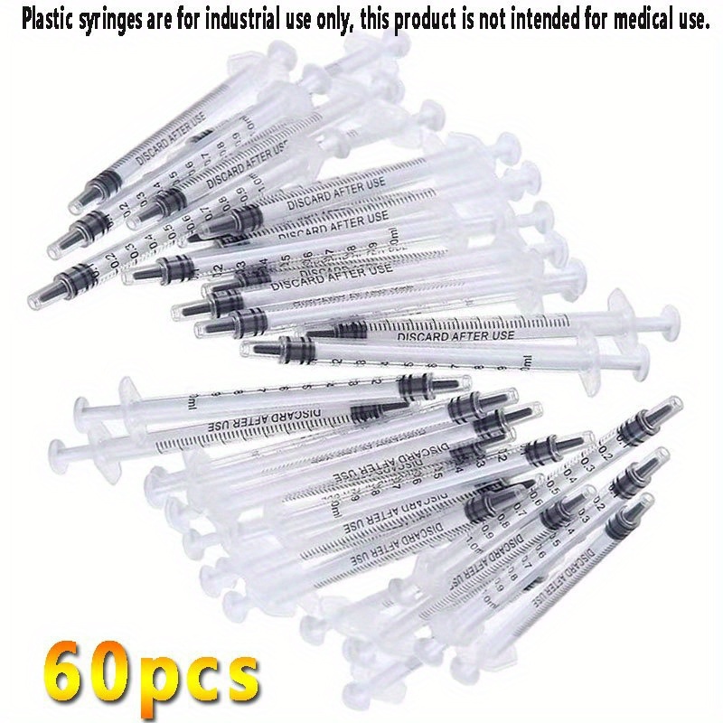 Image of 60 Small Plastic Syringes 1ml Needle-free Oral Syringes, Suitable For Dropper, Colostrum Collection, Pet Feeding, Dosing