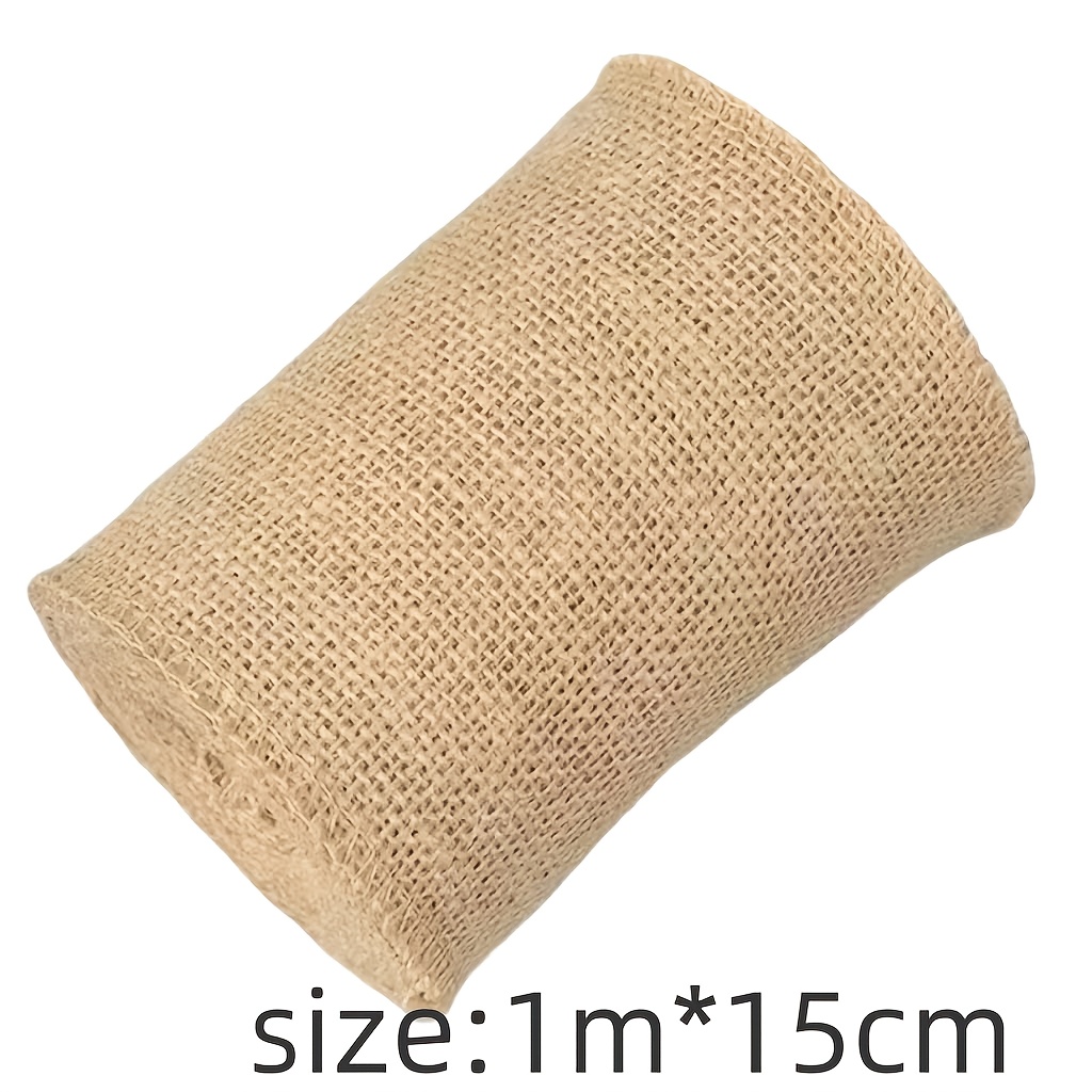 TEMU /15/20 Cm Wide X 1 Meter Long Burlap Roll - For Crafts, Christmas Tablecloths And Chair Curtains, Wedding Decorations, Rustic Jute Fabric For