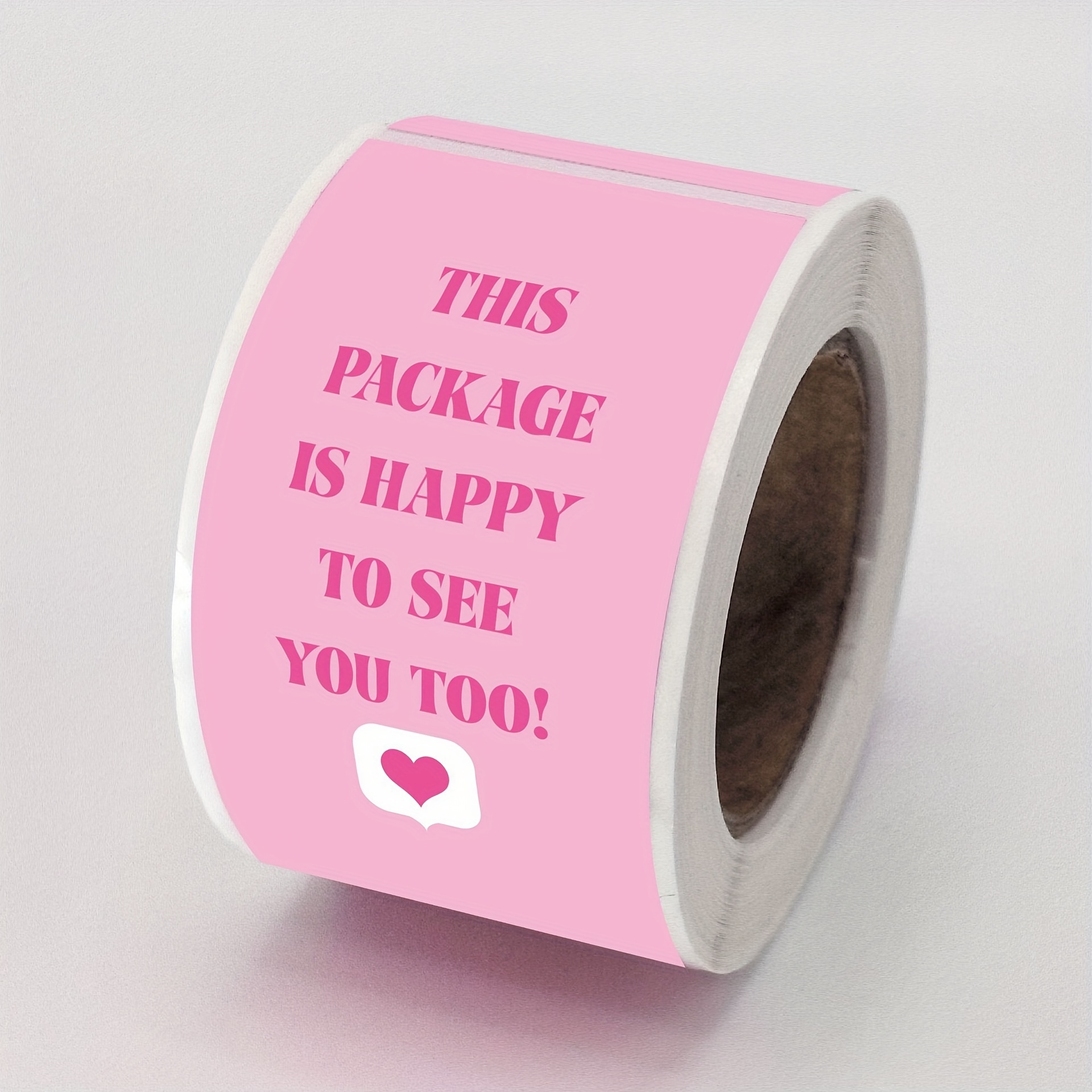 

100pcs Pink Paper Stickers, Oblong Shape, Single Use, Heart & Message Design, Ideal For Gift Wrapping & Office Packaging Seals