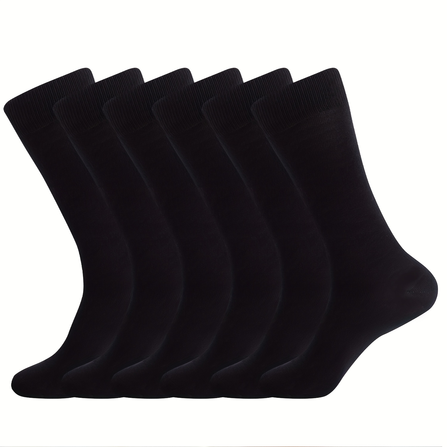 TEMU 6 Pairs Of Solid Dress Crew Socks Made Of 98%, Suitable For Business And Casual Wear For Men And Women