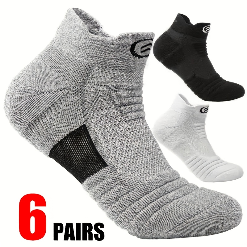 6-pair Spring/summer New Arrival Breathable Sweat-absorbent Simple Versatile Soft Comfortable Spliced Pull-tab Unisex Sports Ankle Socks, Suitable For Pairing With Sneakers, Casual Shoes, Etc.