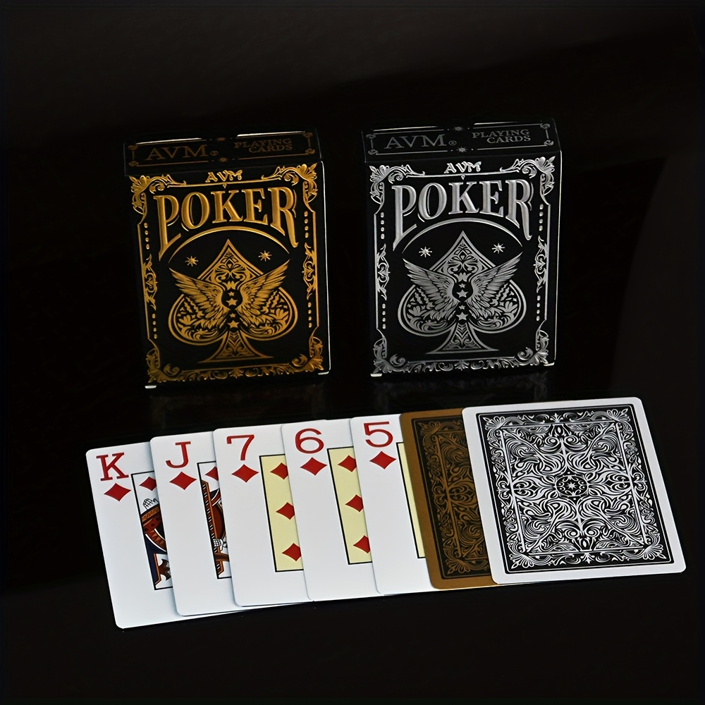 TEMU 2pcs, Exquisite Playing Cards, Collectible Playing Cards; 100% Plastic Playing Cards, High Quality Poker; Thickened Material, Golden/silver