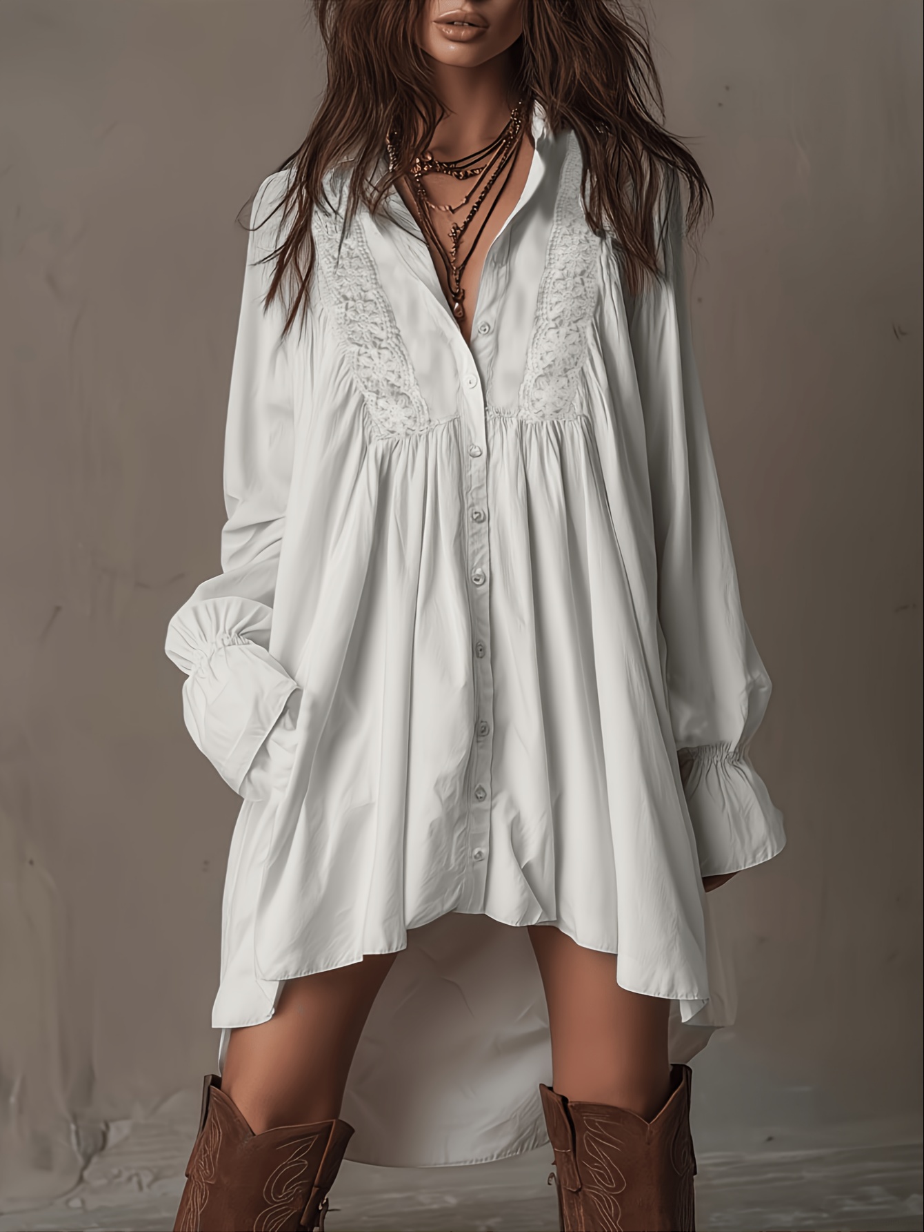 open lace back dress Anne Shirt Dress  English Factory