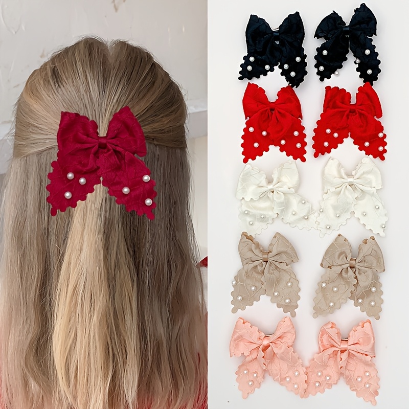 10pcs   imitation   bow hair clips back of head hairpins side bangs clips