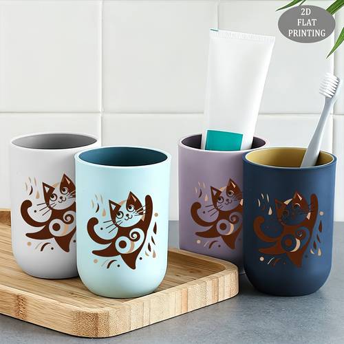 un delicato bicchiere da bagno, disponibile in più colori, con un design piatto 2d e adorabili motivi a tema gatto. realizzato in materiale plastico resistente e ispessito, è per le routine di mattutina e , nonché come per