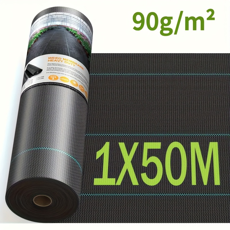 TEMU Heavy-duty 90g/m² Weed Control Fabric, Soil Sun Protection Mat, Heavy-weight Weed Barrier Membrane, For Gardening, Driveways, Gravel, Artificial
