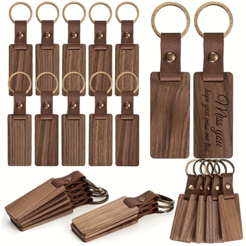 

Pack Of 10 Unfinished Wood Keychain Blanks For Laser Engraving, Diy Crafting Key Ring Findings, Middle , Key Tags