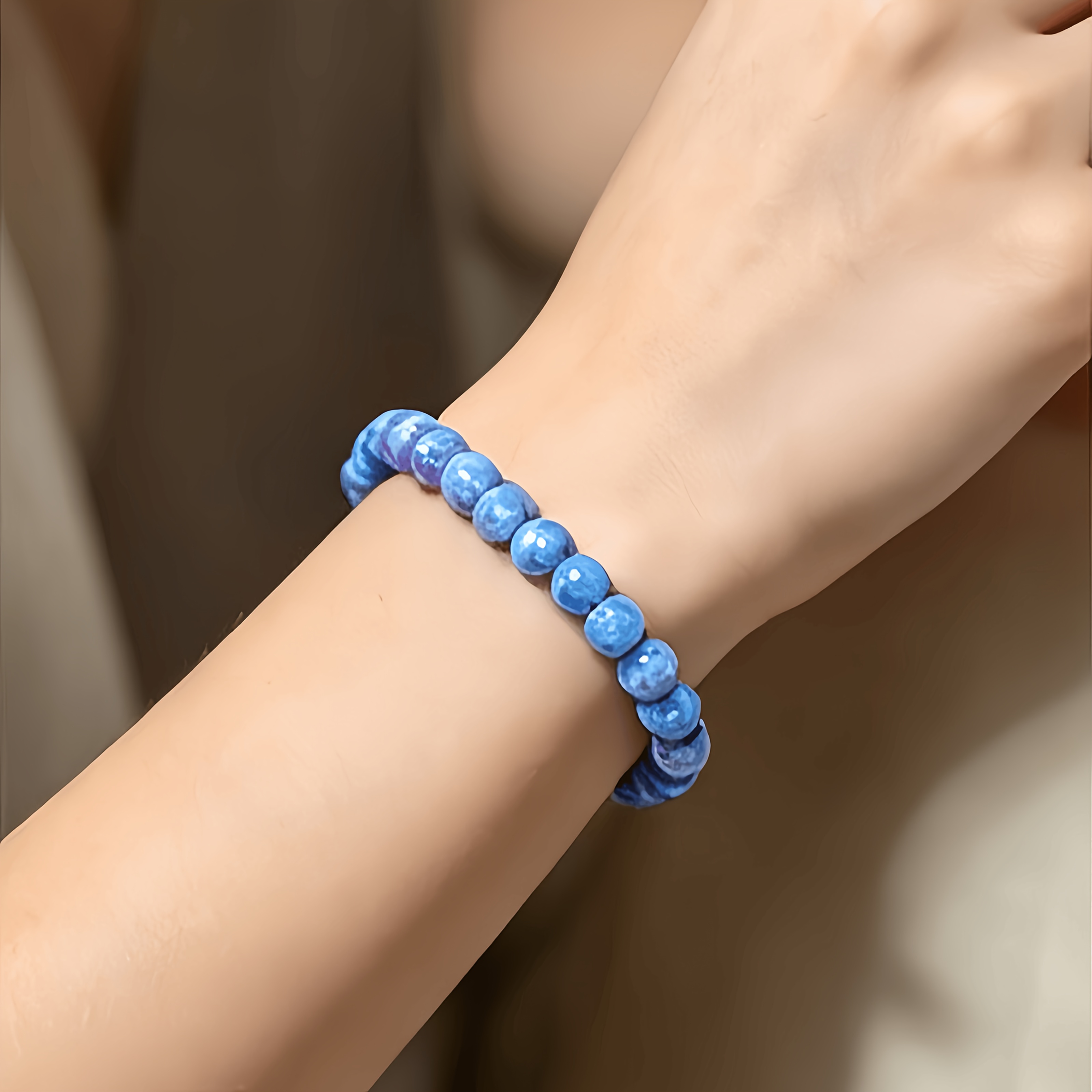 Unique Blue-Purple Gradient Bead Necklace, Minimalist Design