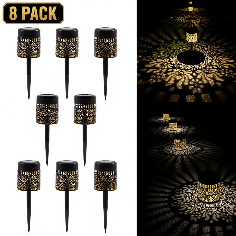 Image of 8pcs Set Of Solar Outdoor Garden Decorative Lights, Warm Solar Path Landscape Lighting, Perfect For Decorating Garden , Backyards, And Courtyards. A Thoughtful Gift For Female Gardening Enthusiasts