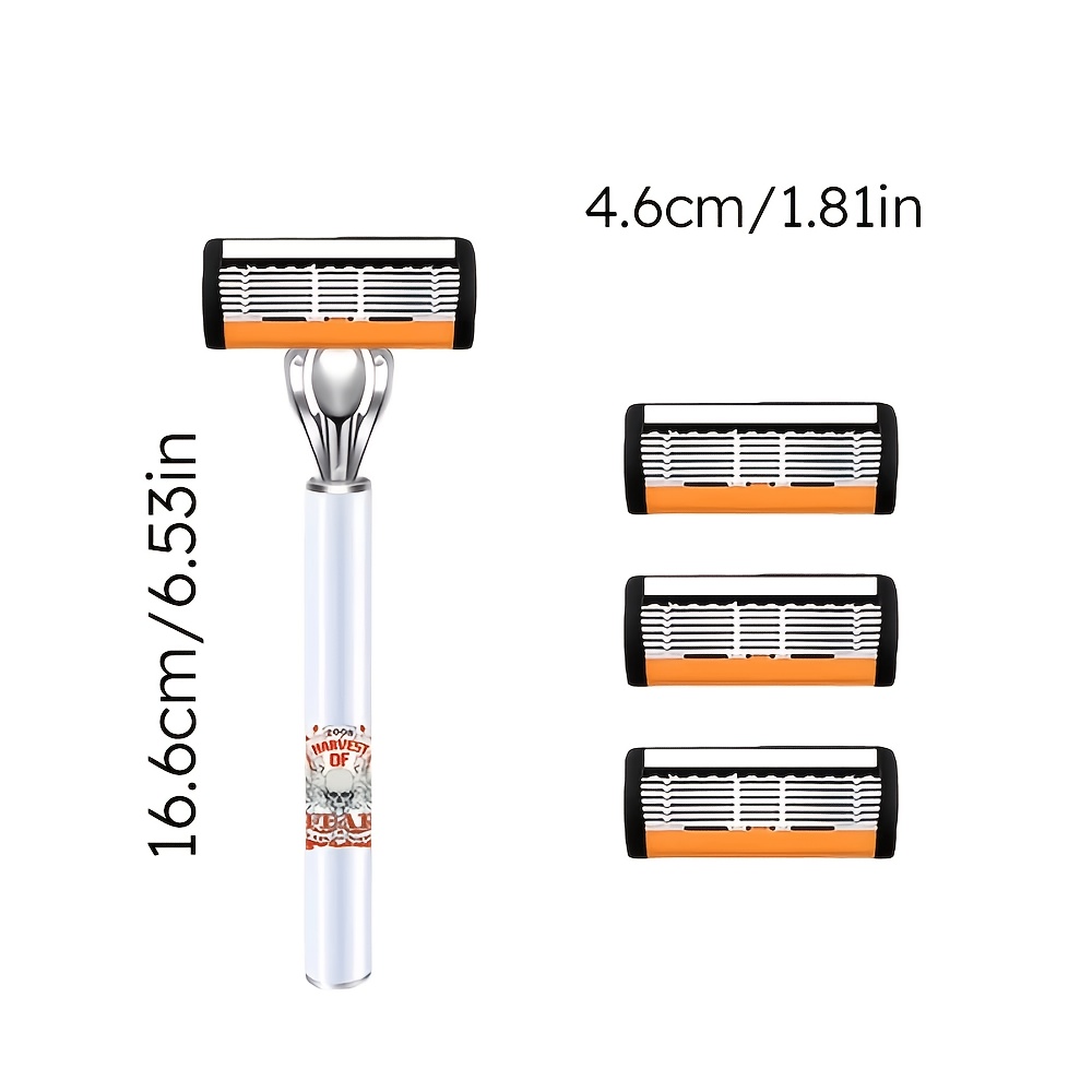 Men's 72-Blade Razor with Metal Handles, Washable Design for Painless Beard and Mustache Shaving, Classic Style