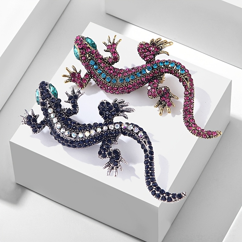 Vintage Animal Lizard Brooch, Full-Drill Alloy