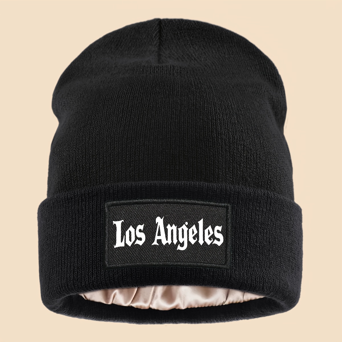 TEMU 1pc Letter Print Slouchy Beanie | Breathable Comfortable Knit Cap, Unisex, Ideal For Outdoor Activities And Holidays, Acrylic, Without Battery