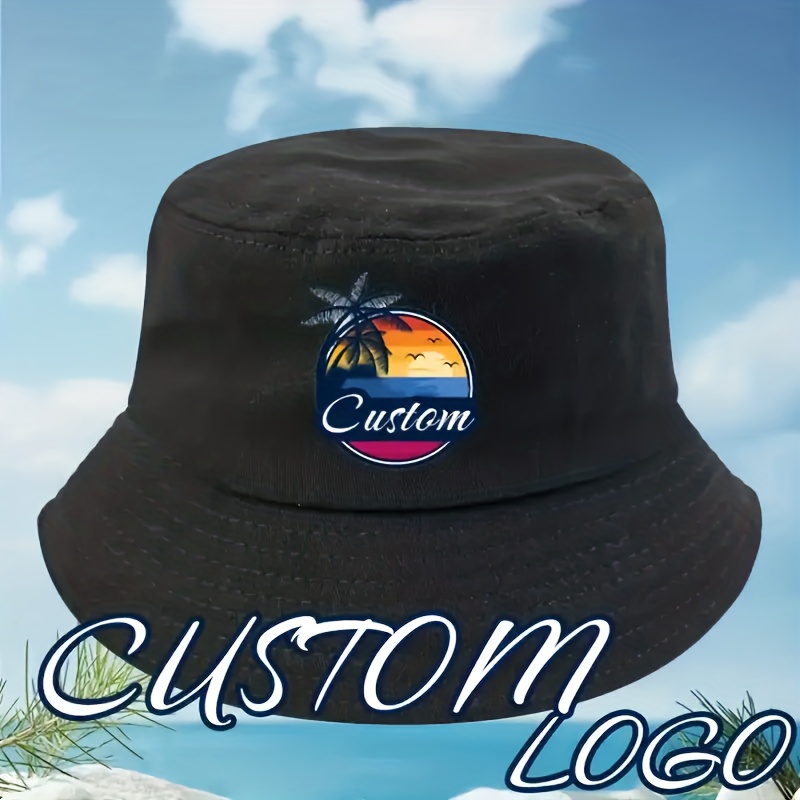 TEMU Customized Sports Style Fisherman Hat, Breathable Athletic , Personalized With Name/image/logo, Lightweight Foldable Design For Beach, Travel,