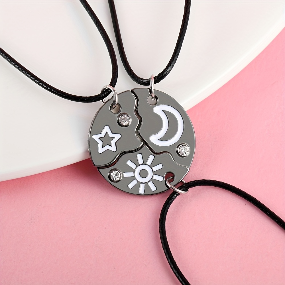 TEMU Collar de 3 piezas , luna y sol, para adolescentes