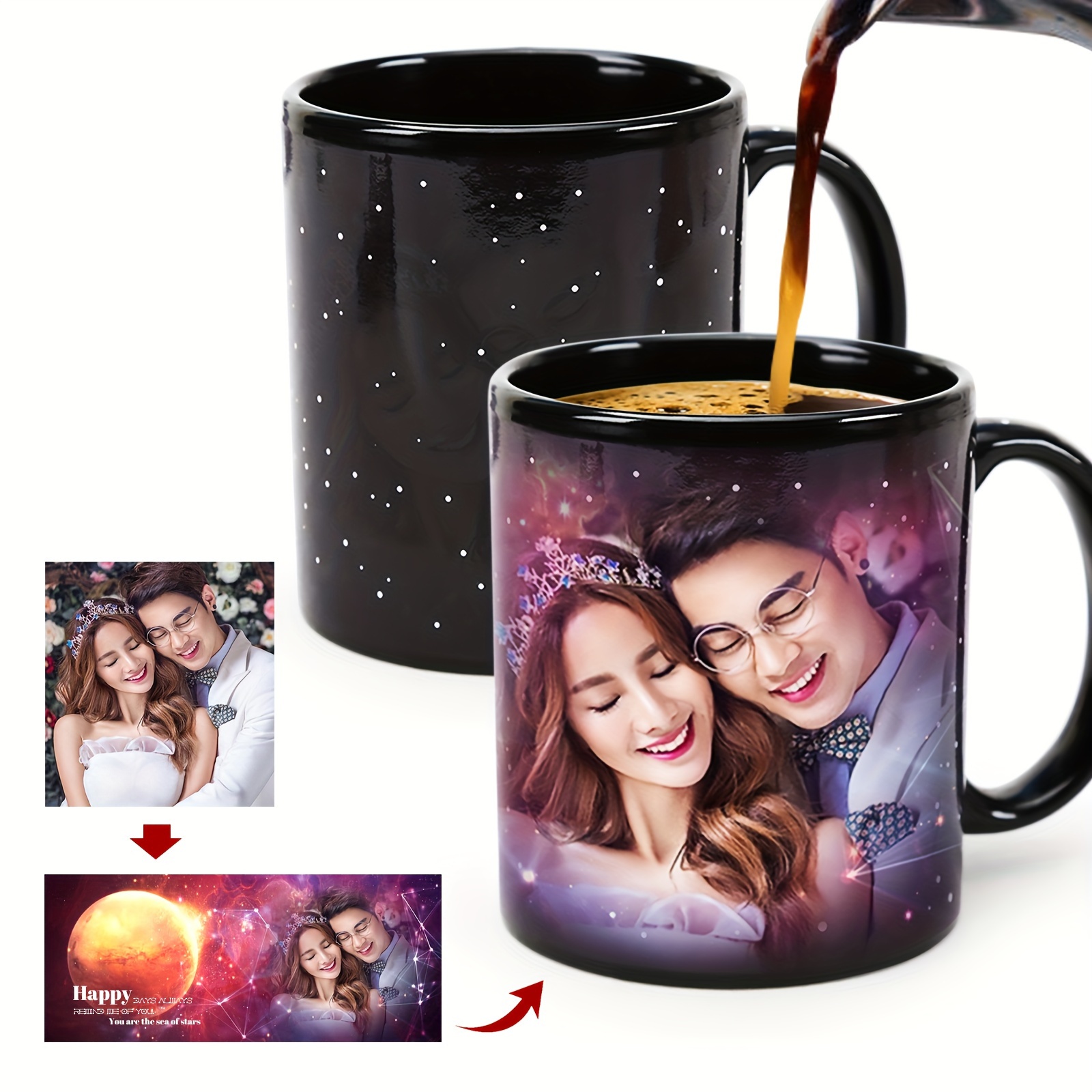 

1pc, Custom Coffee Mug, Starry Sky Color Changing Mug, Photo Customization, Text Customization, Birthday Gift