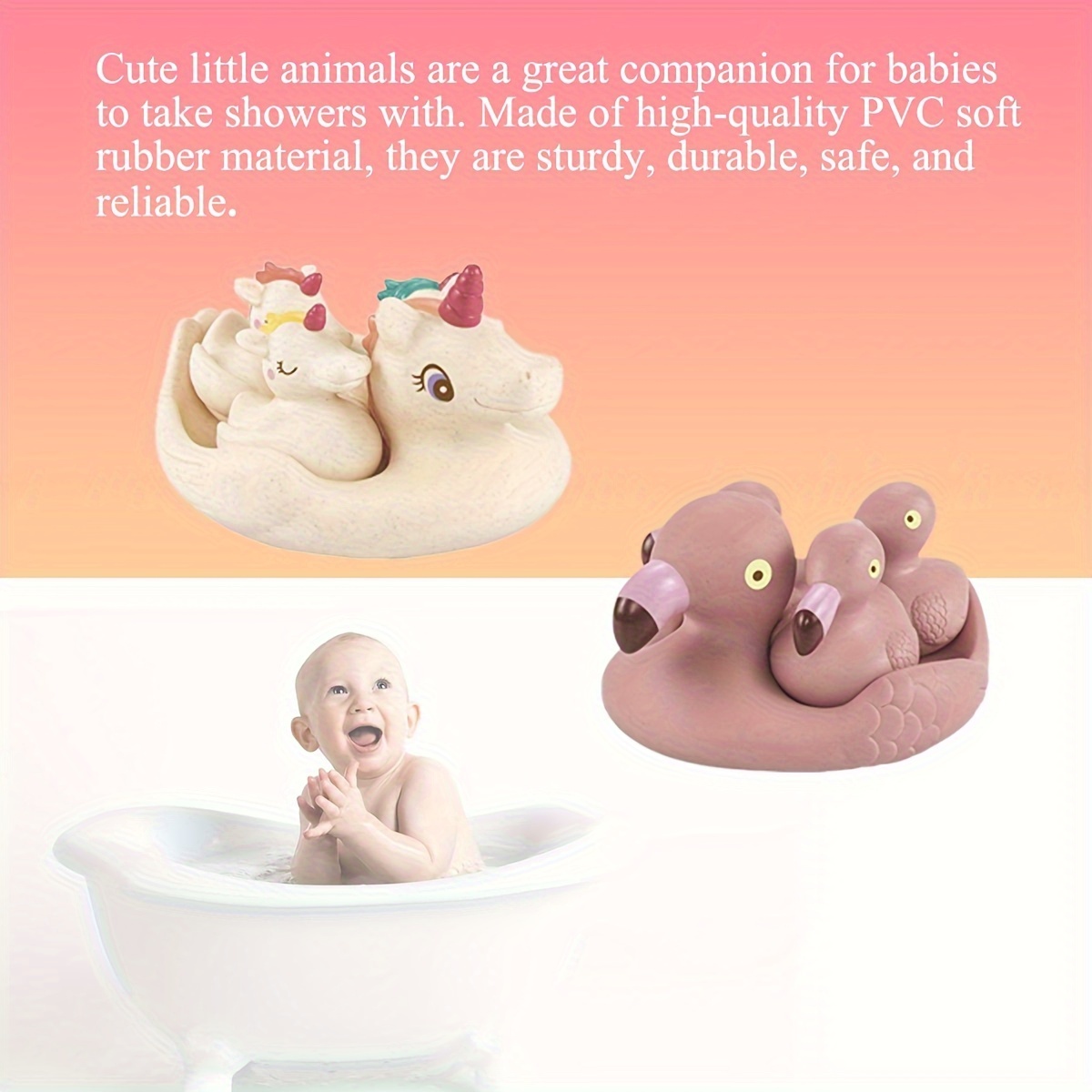 4pcs Baby Bath Toys, Cute Duck & Unicorn Spray Water Floaties, Safe Pvc