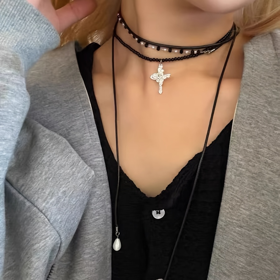Love Clasp Series Button Stacked Bead Necklace
