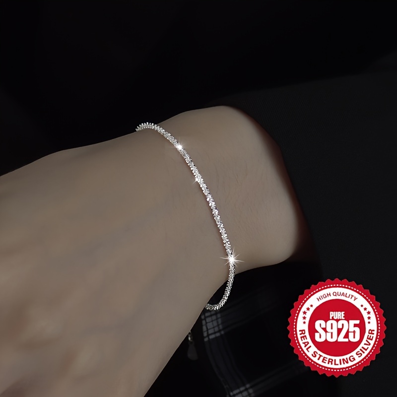 

Bracelet en chaîne fine en argent 925, style simple, chaîne ajustable pour un usage quotidien