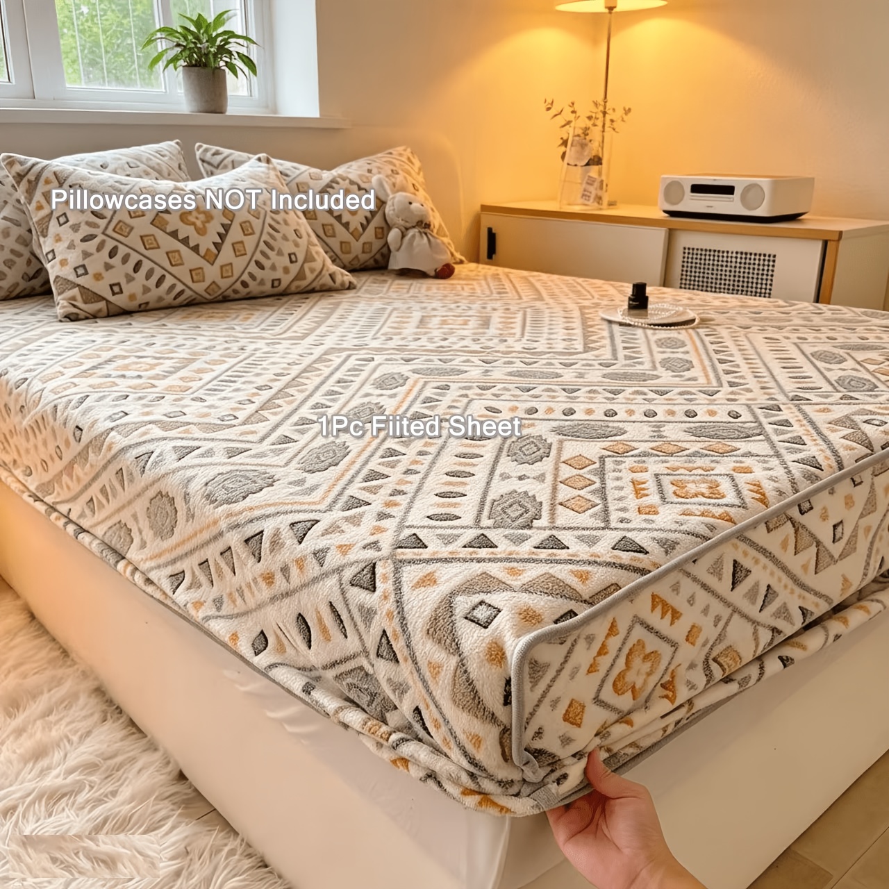 Image of Premium Thick Snow Flannel Fitted Sheet, Plush Warm Mattress Cover, Stretchy Anti-slip Bed Sheet, Bedding Protector No Pillowcase Included, Insingle/double Sizesize For All Bedroom Decor