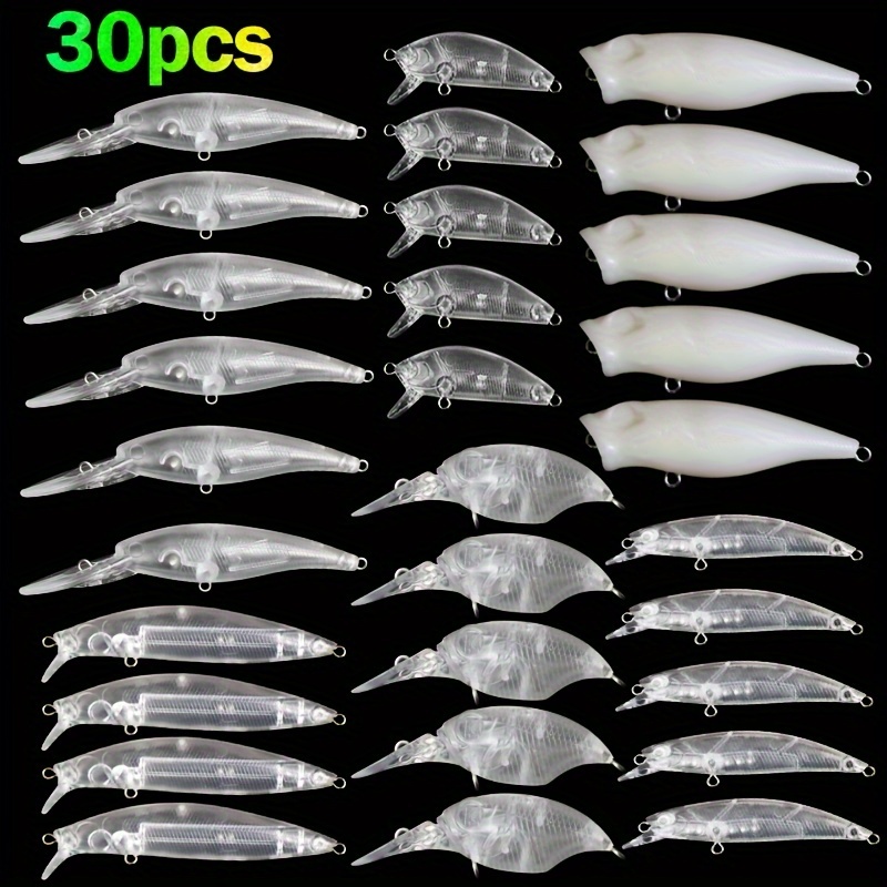 

30pcs Unpainted Blank Hard Lures Blank Crankbaits Unpainted Fishing Lure With Free Eyes