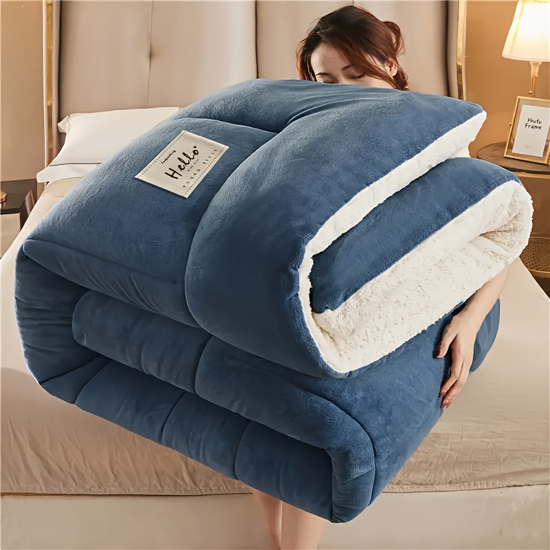 1pc   comforter   quilted   breathable box stitch solid color comforter machine washable bedroom warm autumn and winter comforter details 7