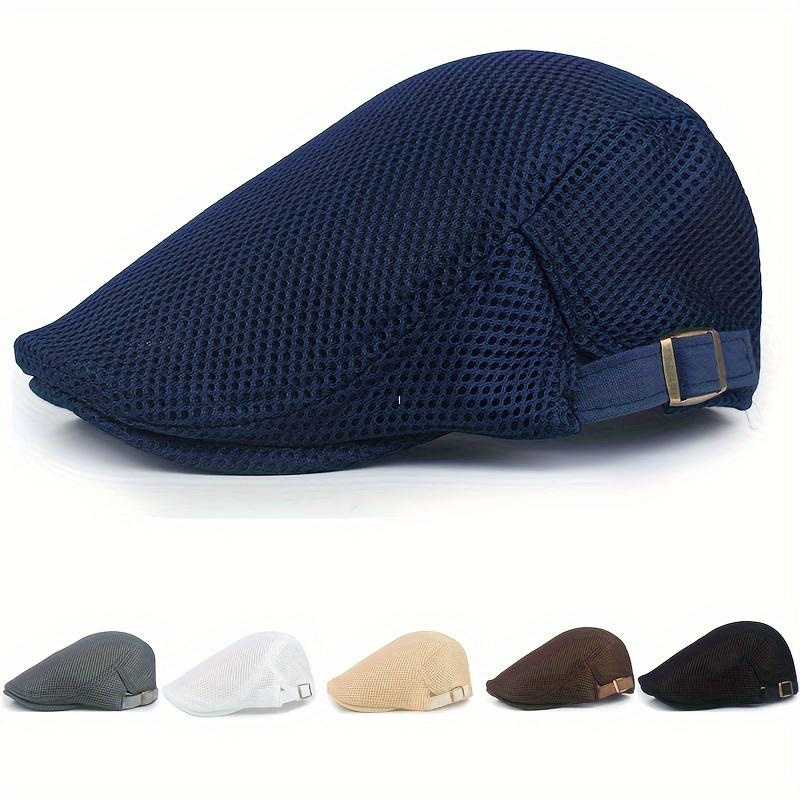 

Ediko Breathable Mesh Beret - Adjustable, Quick-dry Summer Cap For , Fashionable Newsboy Style In Blue, Ediko