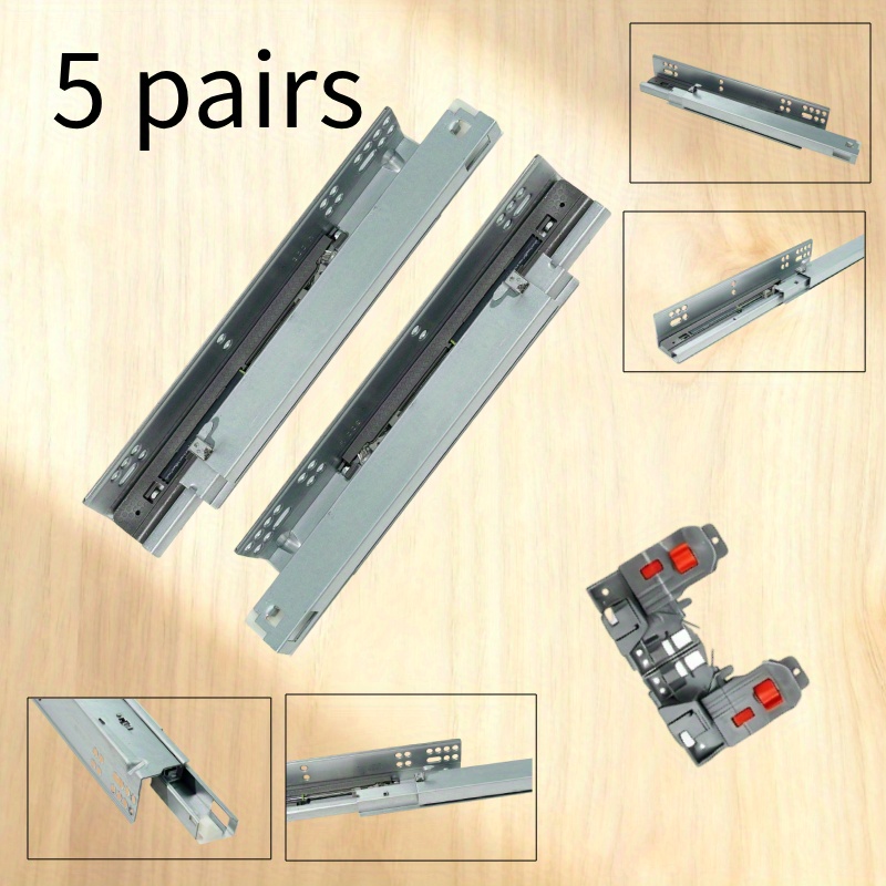 5 Pairs Of Steel Slides, Sturdy Structure, Smooth Mechanism, 300mm/400mm/450mm, Suitable For Slides, Drawer Guides, Heavy-duty Drawer Pull-out Devices, Cabinet Drawer Guides